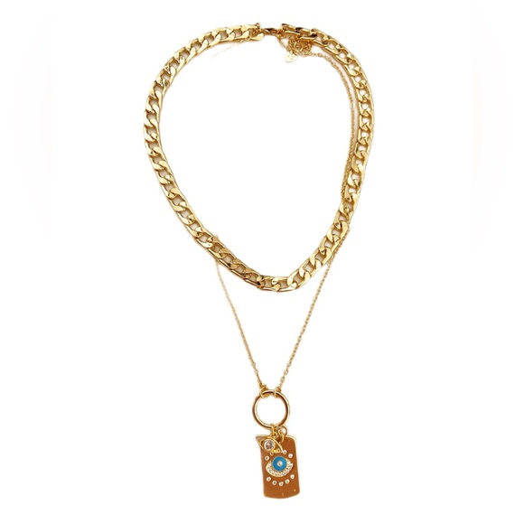 Anthropologie Jewelry - New without tags evil eye charm gold necklace